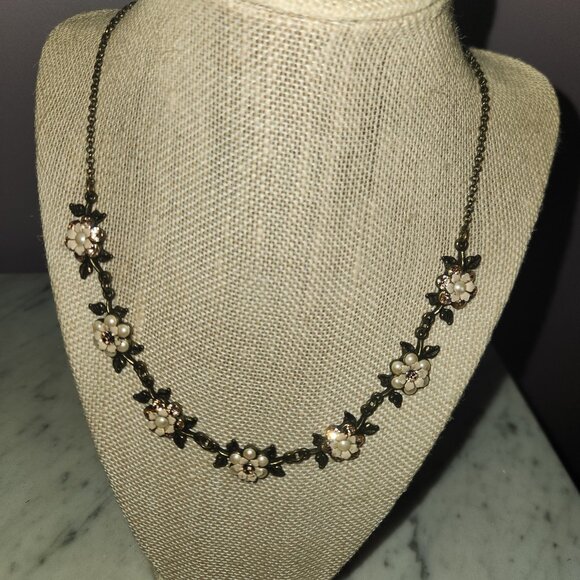 Michal Negrin Floral Enamel & Crystal Necklace - Picture 1 of 8